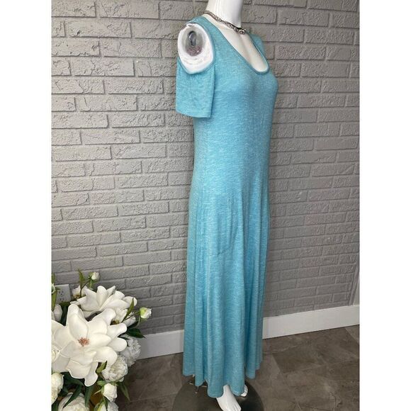 Soft Surroundings Women Light Blue Cold Shoulder Maxi Dress Size XS - Picture 3 of 7